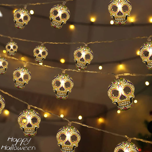 Halloween String Lights, Skull String Light Hallo ween Fall Fairy Light Battery/USB Powered Optional 2 Modes Cute Lights 2026 Indoor Outdoor Decor for Home Yard Patio (30 LED Halloween String Lights)