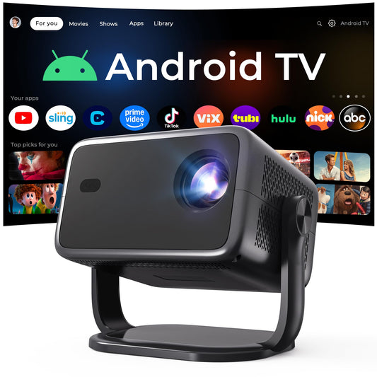 Smart Projector with WiFi 6 and Bluetooth 5.4, 800 ANSI Native 1080P Portable Mini Projector with Auto Focus & Keystone, 360° Rotatable for Bedroom Home Theater Outdoor Movie X6 Black