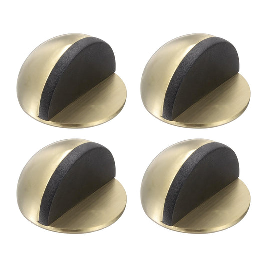 uxcell 4 Pack Low Dome Floor Door Stop, 45mm Dia. Self Adhesive Door Stoppers, No Drilling Stainless Steel Half Dome Rubber Bumper Wall Protector for Bedroom Bathroom, Bronze