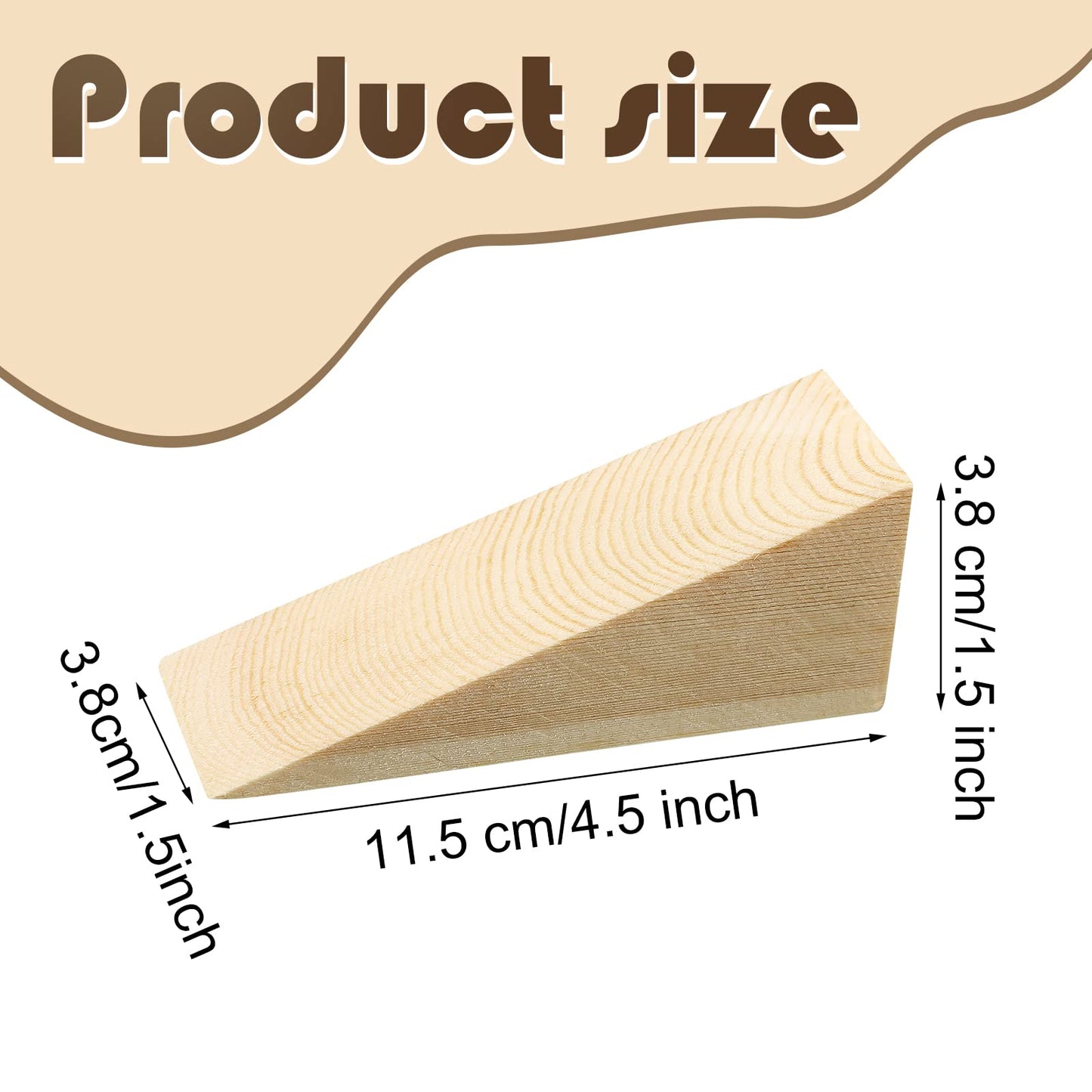 6 Pcs Wooden Door Stopper Wedge Non Slip Firefighter Wood Door Stopper Wedge for Most Surfaces Solid Block