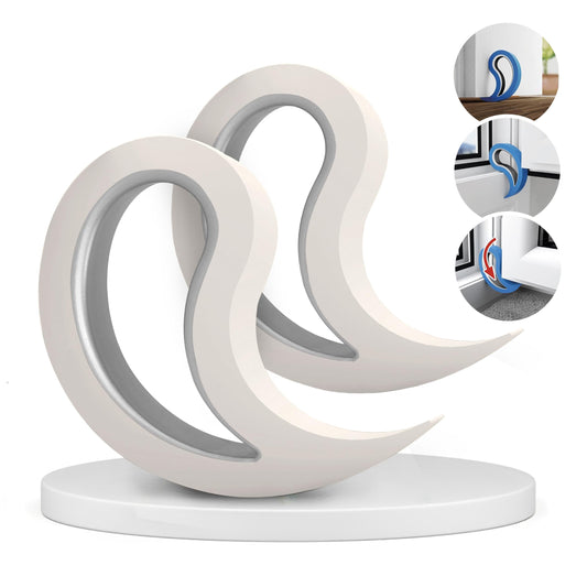 Stoppy Door and Window Stopper, Multi-Functional Wedge, Convenient Door Hook, Window Clamp, Keep Doors and Windows Open with Ease, Home and Office Accessory, (White, 2 Pack)
