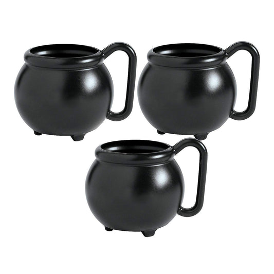 Fun Express Set of 12 Pieces Witch Cauldron Mugs, Holds 12 oz, Hocus Pocus and Halloween Party Supplies, Black