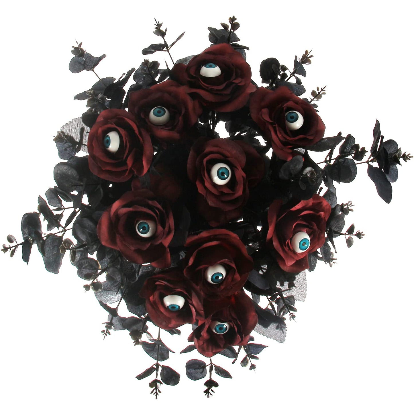 Tinsow 10 Pcs Black Artificial Eucalyptus Branches Stems Faux Eucalyptuses Real Touch Leaf Gathic Theme Party Bouquet Centerpiece Halloween Home Decor (Black, 10)
