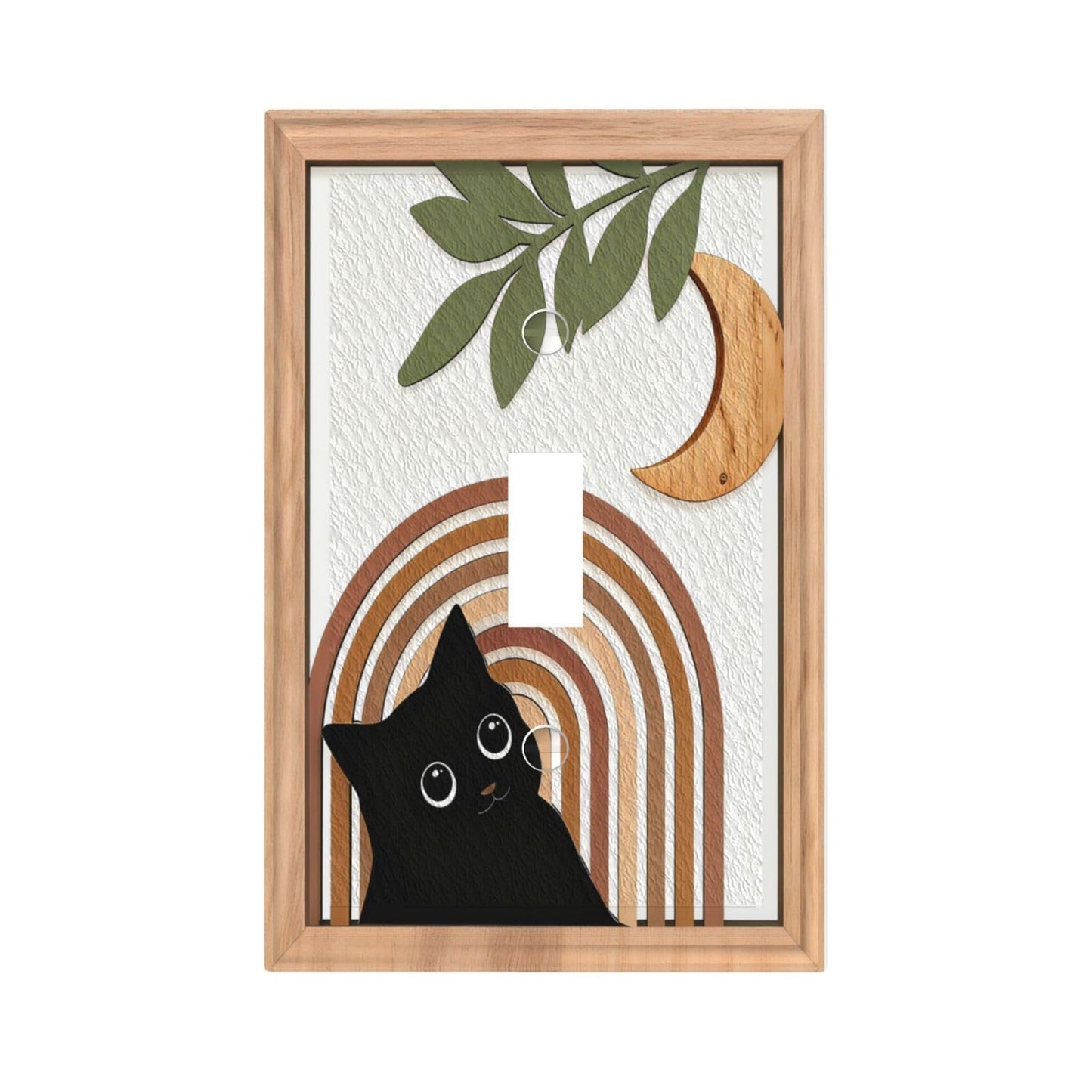 Decorative Art Light Switch Covers Boho Cat Under Moon Single Toggle Outlet Decorative Switch plate Faceplate GFCI Light Switch Covers for Home Decor