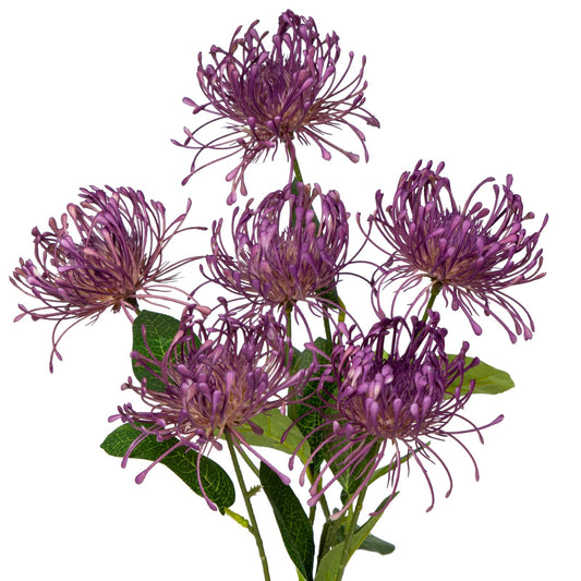 Hollyone 33" Purple Artificial Mums Flowers Faux Chrysanthemum Flowers 2Pcs Spider Mum Flower Arrangement Spring Summer Pincushion Flower with 3 Heads Long Stem for Centerpiece Bouquet Home Decor