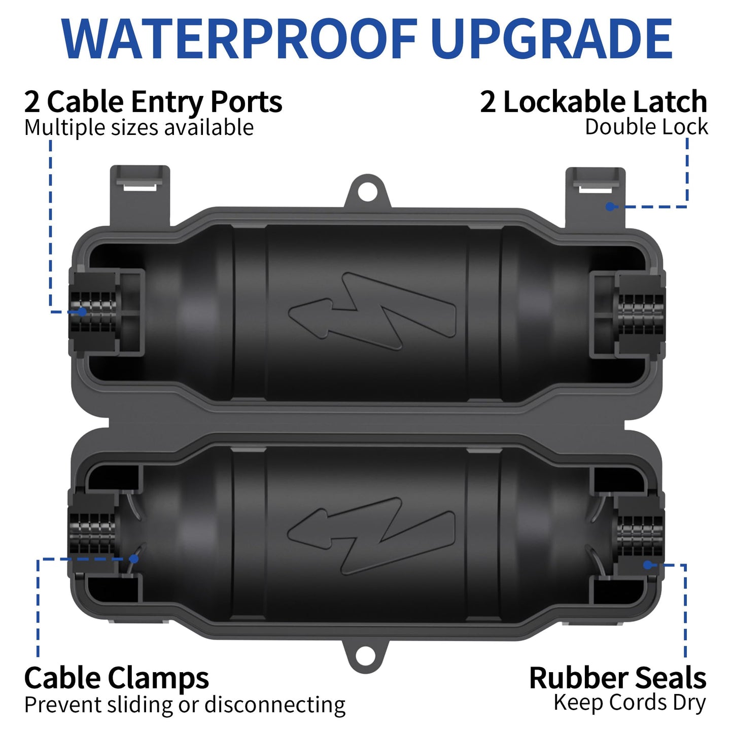 9 Pack Outdoor Extension Cord Safety Cover with Waterproof Seal IP54 Water-Resistant, Weatherproof Electrical Connection Box with 2 Latches, Plug, Socket, Holiday Decoration Light, Black