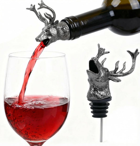 Elk Head Wine Pourer, Deer Head Wine Pourer Bottle Tipping Nozzle Vintage Bottle Stopper for Christmas Party