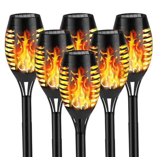 KOLYC Solar Flame Lights Outdoor, 6 Pack Solar Torch Light with Flickering Flame for Garden Decor - Waterproof 12 Led Torches for Outside, Yard Lights Halloween for Lawn Patio Pathway Lighting