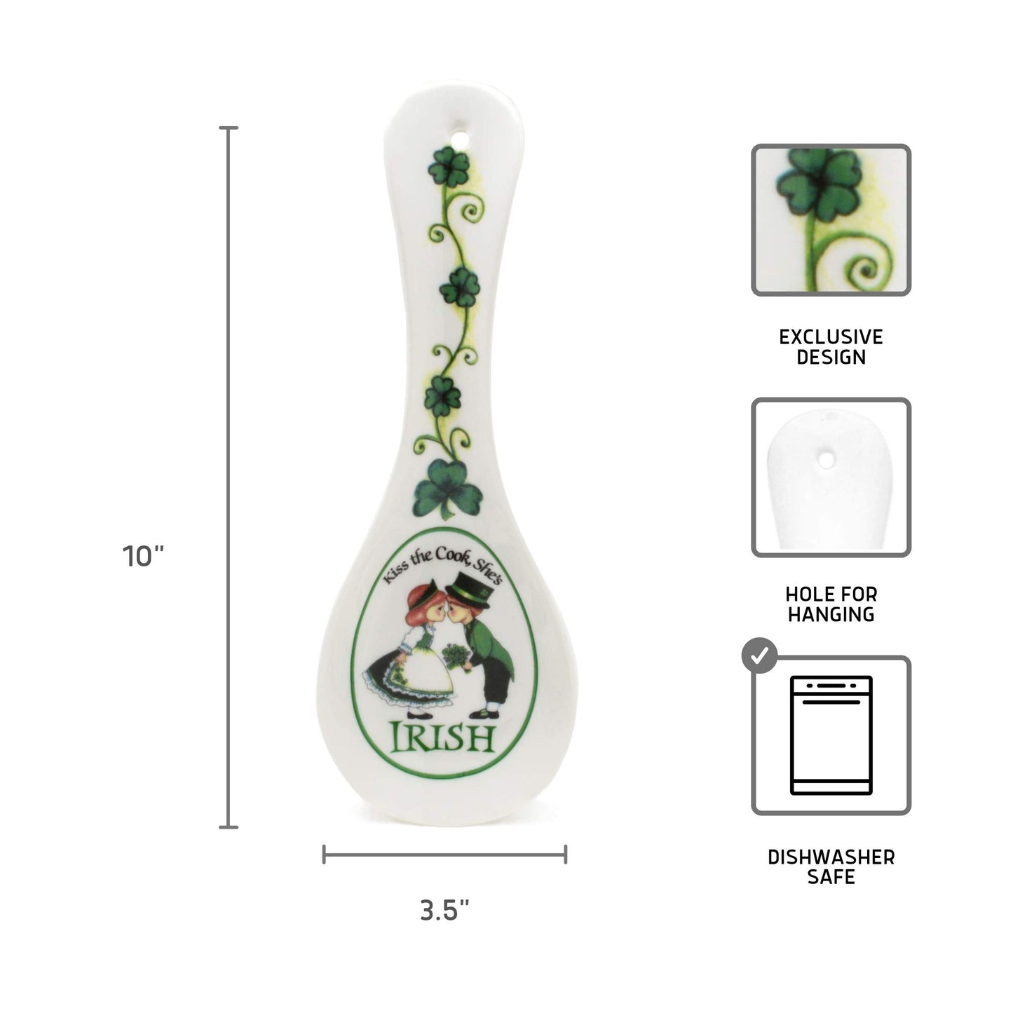 Decorative Ceramic Kitchen Spoon Rest by E.H.G | "Kiss The Cook, She's Irish"…