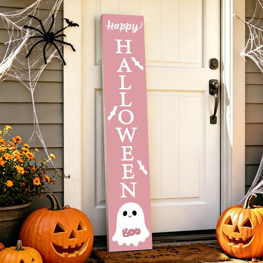 Halloween Decorations Outdoor Pink Halloween Decor Cute Ghost Boo Porch Sign Door Decorations Indoor Outside Wooden Porch Welcome Sign for Front Door 46.8 Inch