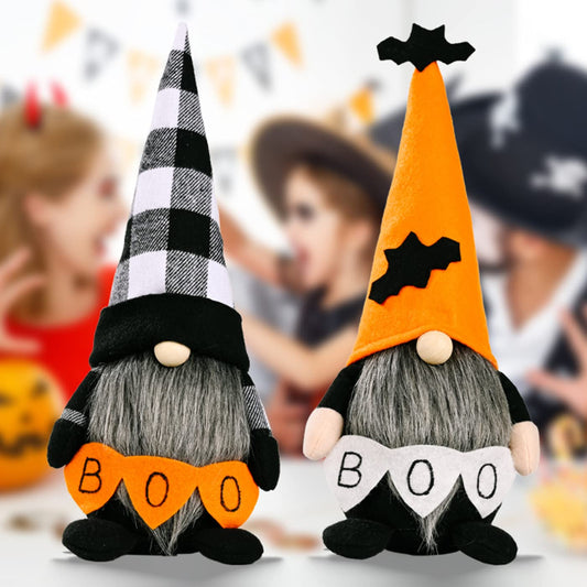 Benwanfee 2 Pack Halloween Gnomes Plush Decor,Handmade Witch Swedish Tomte Gnome Nisse Scandinavian Ornaments Elf Dwarf for Home Halloween Day Party Table Decorations Kids Gift