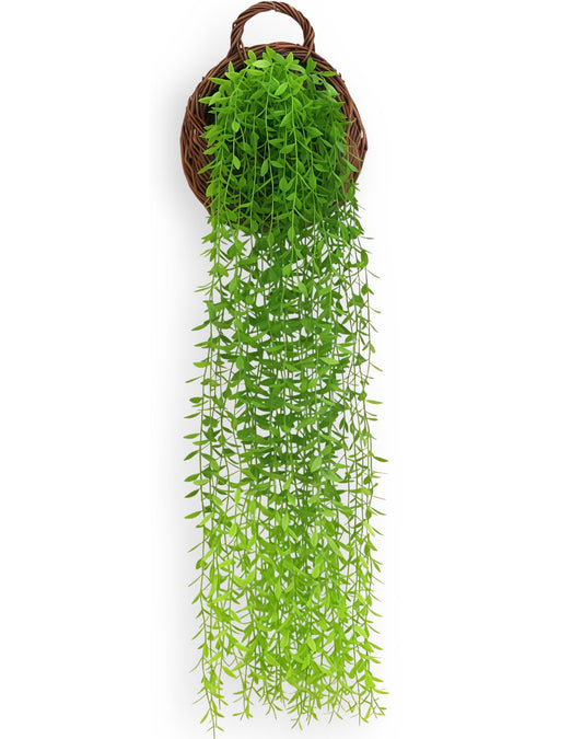 Awsyhom 5 Pack Artificial Hanging Willow Vine (3.3ft) - Fake Greenery Plants for Indoor/Outdoor Decor, Wedding & Photography - Green Tail Design (No Basket Included)