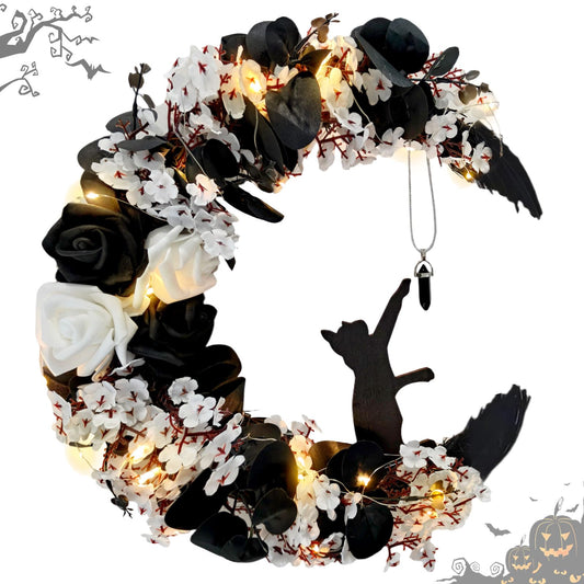 Halloween Wreath Decorations - Halloween Wreath for Front Door with Light