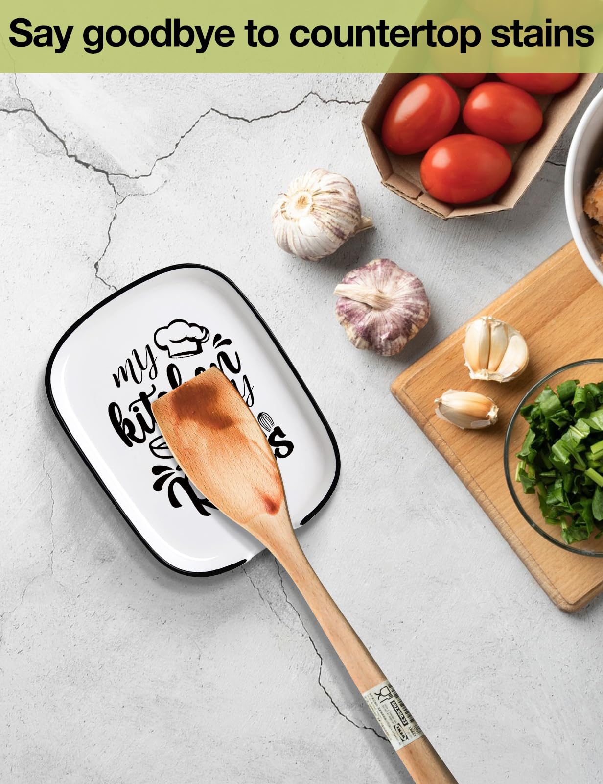 My Kitchen My Rules Spoon Rest for Stove Top, Large Ceramic Spoon Holder Cooking Utensil Rest, Funny Kitchen Decor for Cooking Lovers, Housewarming Gifts for Women Mom Friends