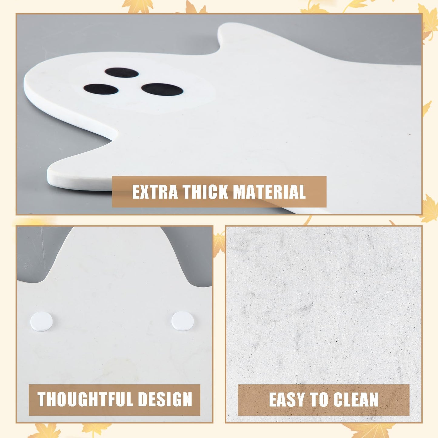 Afarnook Ghost Marble Cheese Board Charcuterie Cutting Tray with Spatula Halloween Ghost Marble Serving Decorative for Decoration Charcuterie Kitchen
