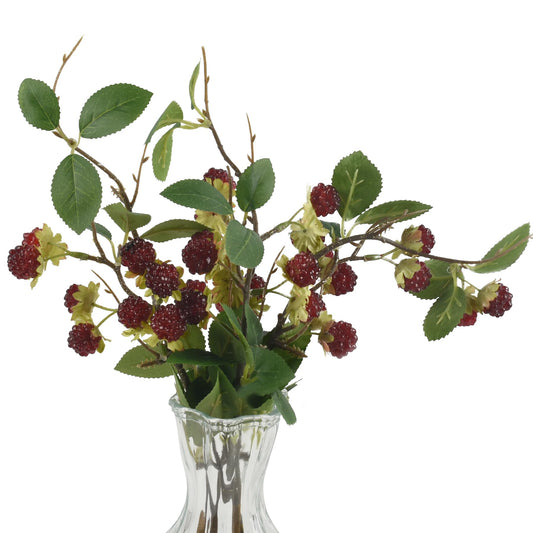 VIOCIWUO Artificial Raspberry Stem 3Pack, Simulated Raspberry Branch Lifelike Flowers Plant Berries for DIY Home Kitchen Wedding Party Decoration Photography Props(14.96Inch, Cherry Red)