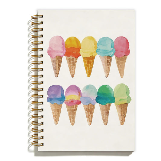 FTKBGHY Summer Colorful Ice Cream Spiral Notebook, Ice Cream Lovers Gifts, Ice-Creams Themed Notebooks for Note Taking, Watercolor Ice-Creams Journal, Coworker Gifts, 5.5x8.3 Inch