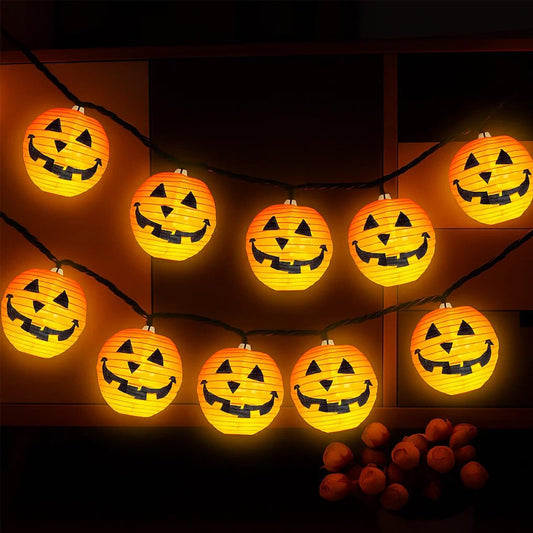 Halloween Outdoor Pumpkin String Lights, 8.5FT 10 Jack-o’-Lantern Lanterns with LED Bulbs, Connectable Waterproof Halloween Lights for Yard Patio Porch Garden, UL Listed Energy-Saving Fall Decor