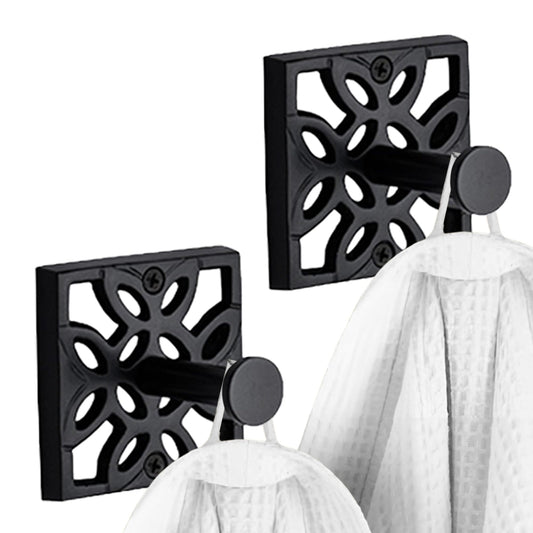 Autumn Alley Black Bathroom Towel Hook Robe Hook Wall Mounted - Decorative Wall Hooks for Towel, Robe, Coat, and Door Hooks for Bathroom Rustproof Modern Unique Style, 2 Pack