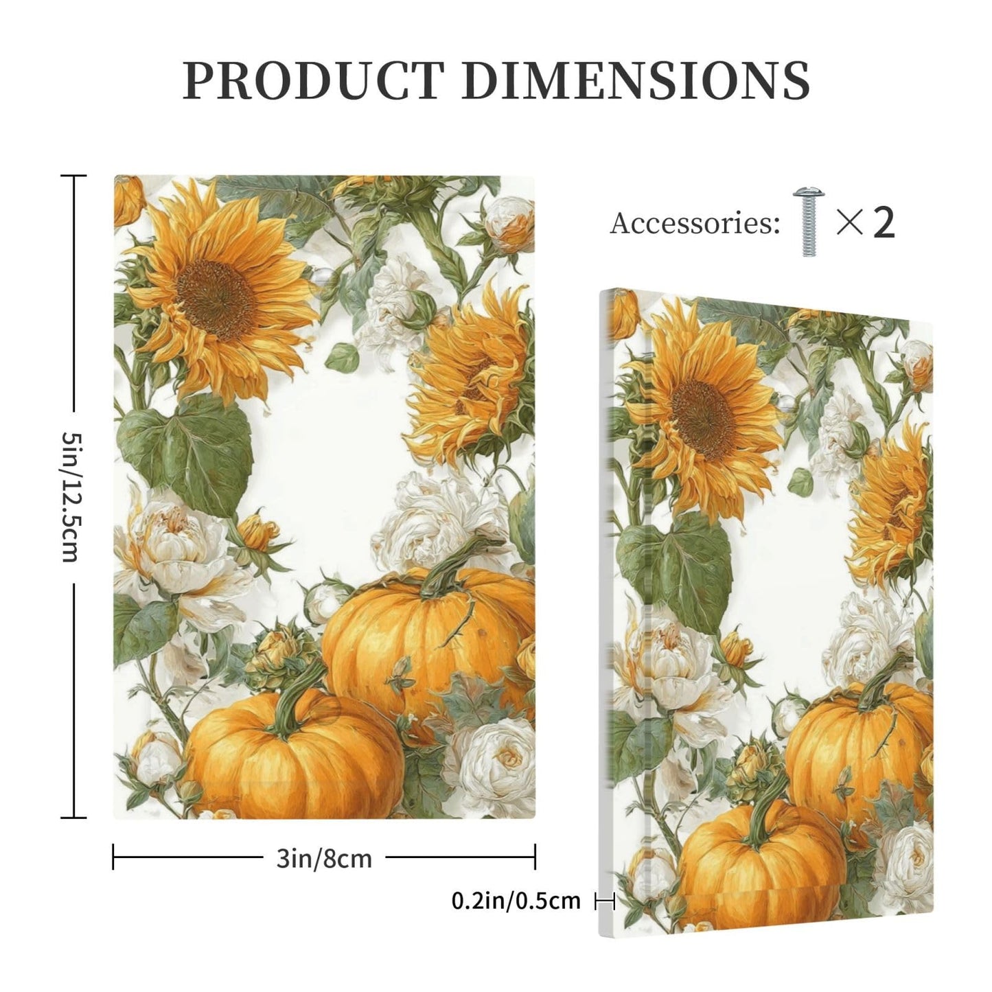 Nadoabtm Light Switch Cover Plate Sunflowers Pumpkins And White Roses 1 Gang Decorative Switch Plate Covers No Device Blank Wall Plate Electrical Outlet Cover for Bedroom Decor