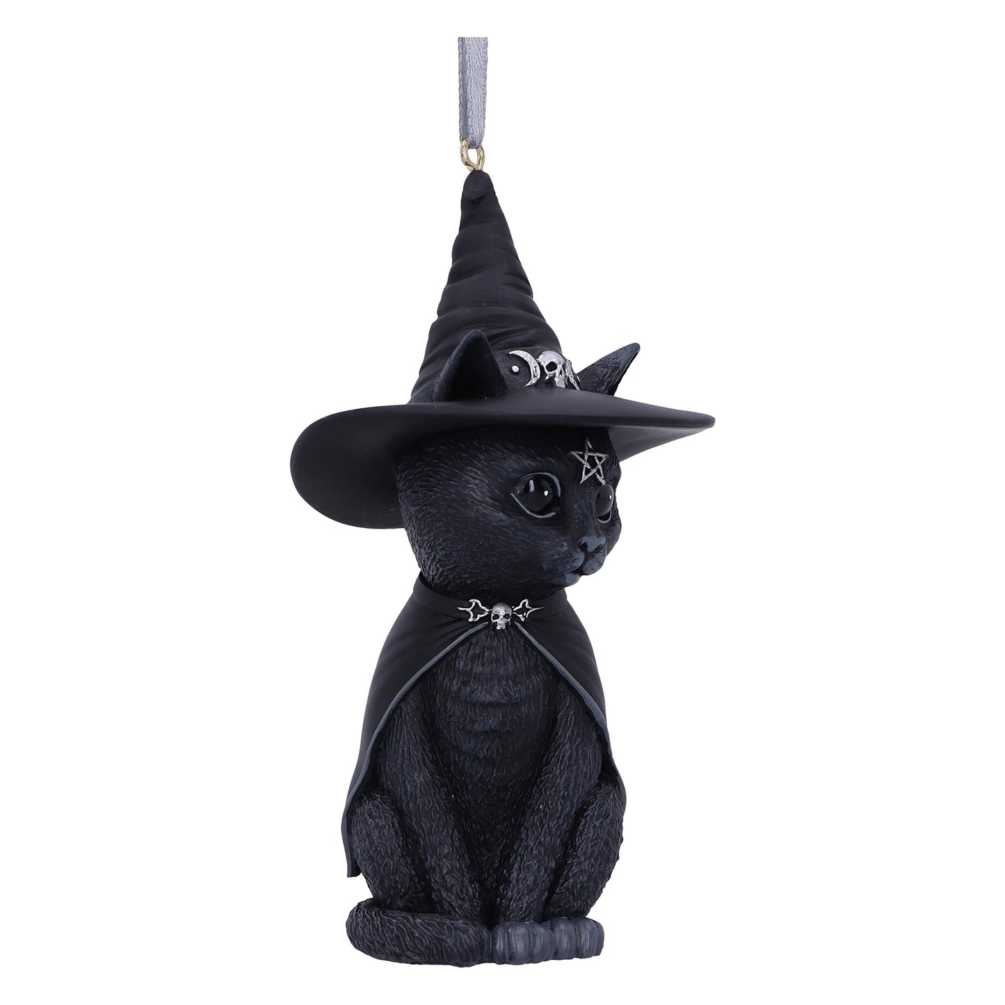 Nemesis Now Cult Cuties Purrah Hanging Ornament 11.5cm, Resin, Black, Scarily Adorable Bewitching Cat Hanging Ornament, Witch Cat, Cast in The Finest Resin, Expertly Hand-Painted