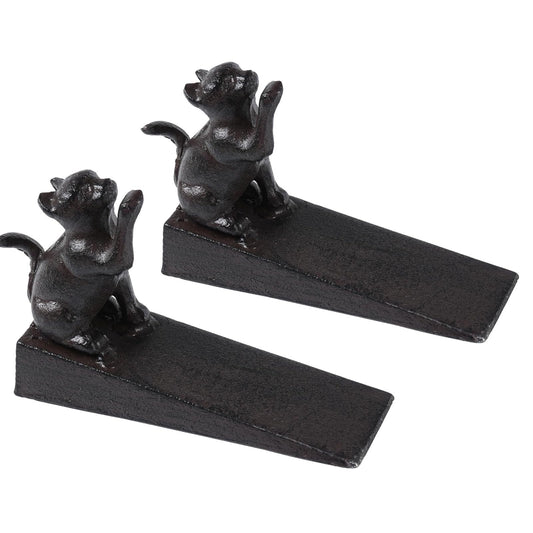 Notakia Cat Door Stopper Heavy Duty Rustic Cast Iron Cute Door Stopper Decorative Door Stop Vintage Metal Door Wedges for Home Office Commercial Industrial Use (Black Cat, 2Pack)