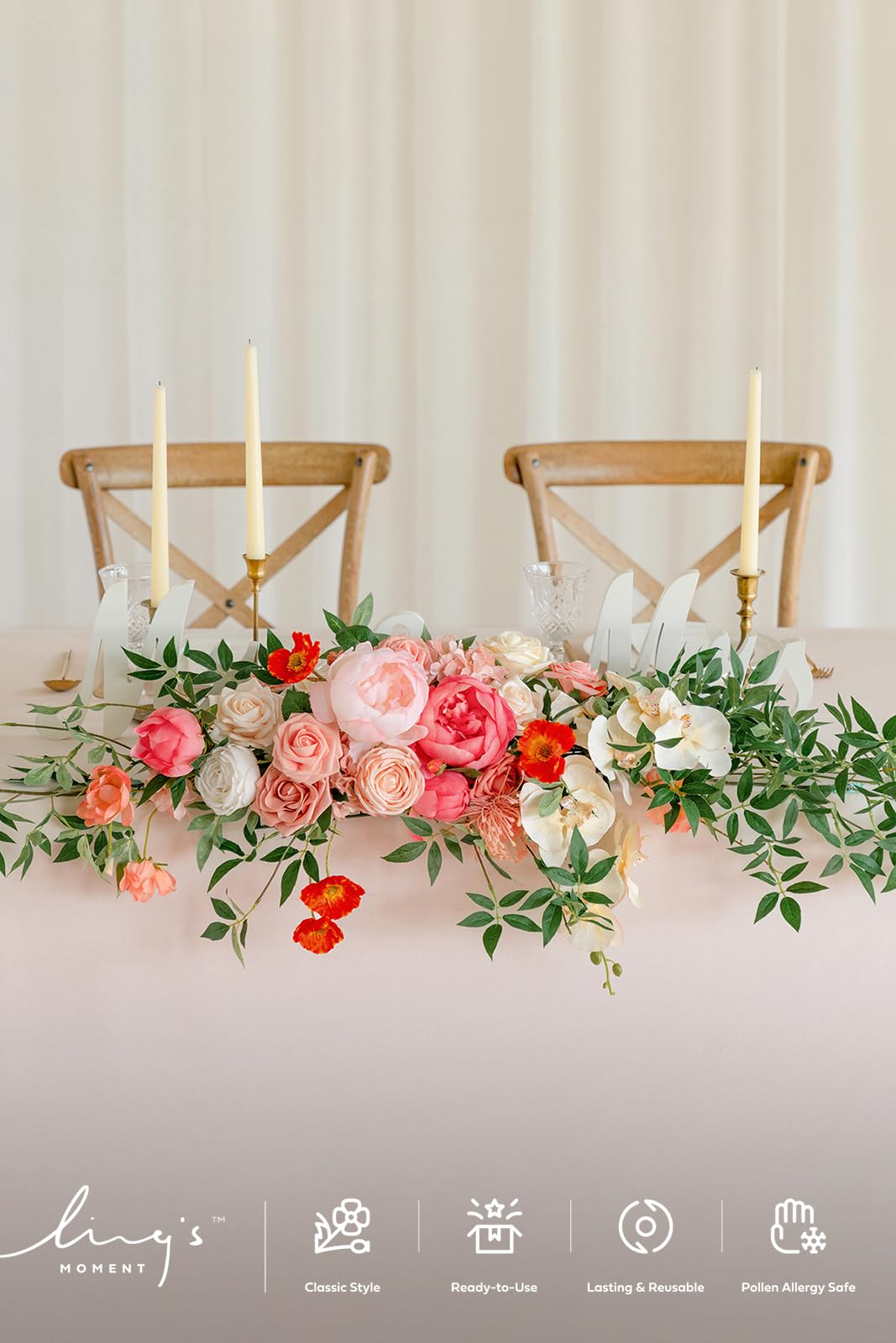 Ling's moment 6ft Rosa Banksiae Artificial Garland, Silk Laurel Leaf Vine for Wedding Arch, Table Centerpiece & Event Decor, Faux Greenery Filler for Elegant Arrangements