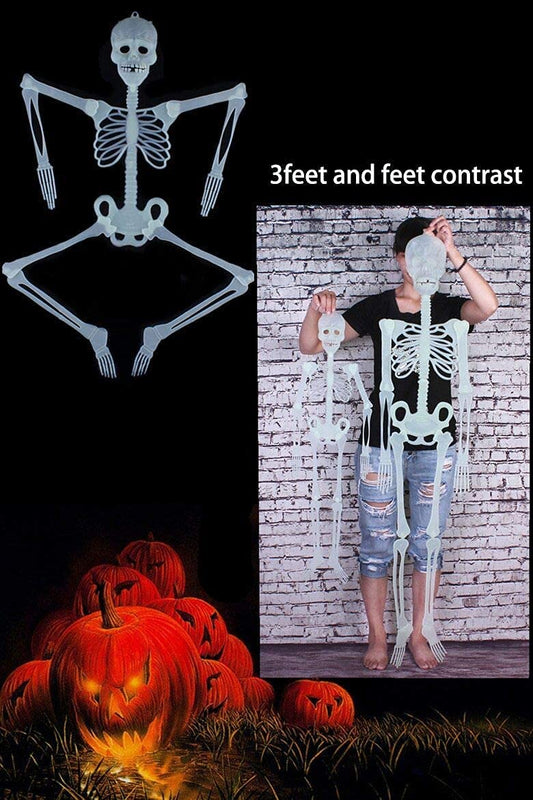 Halloween 5 Ft Skeleton Luminous Glow-in-The-Dark Skeleton for Halloween Party Bar Wall Sticker Decorations Outdoor Yard Garden Hanging Ornaments Props