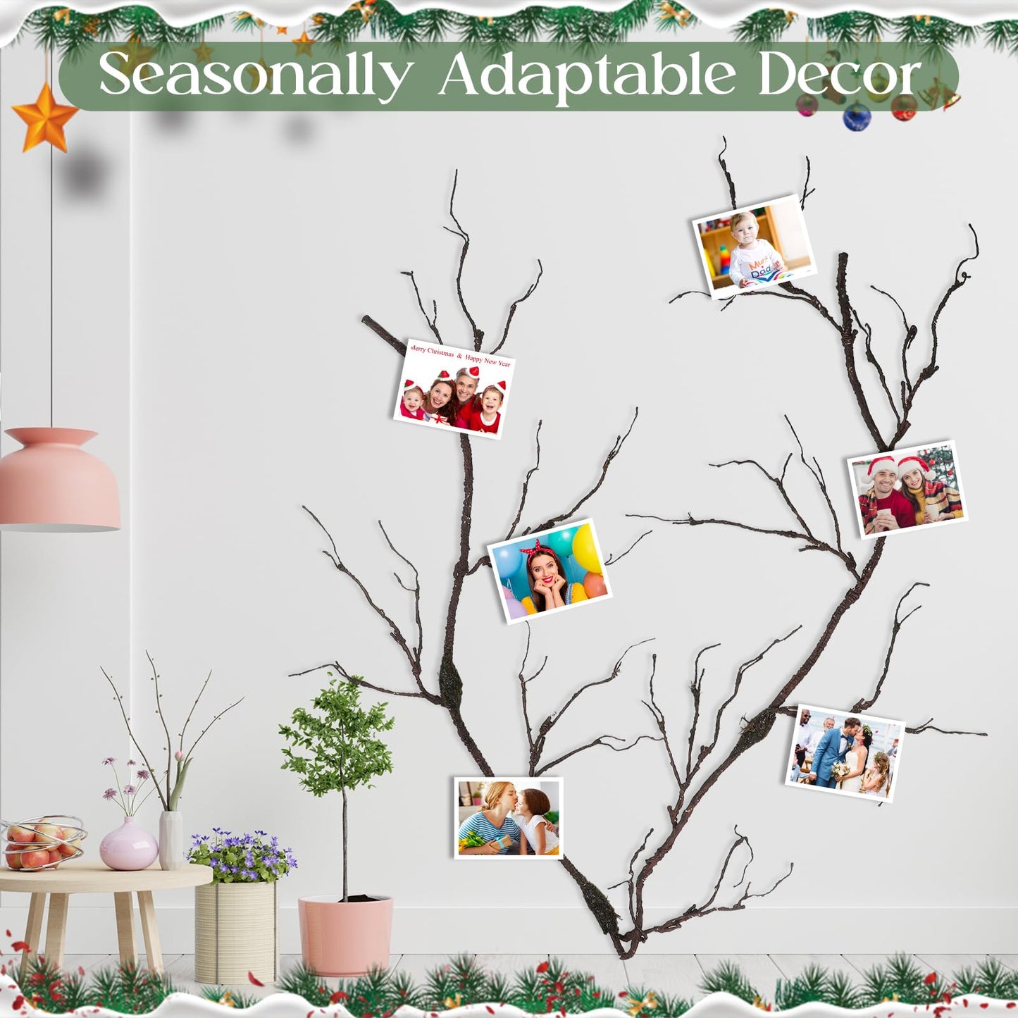 Giegxin 1 Pcs 98in Bendable Artificial Tree Branches for Decoration Fake Tree Twigs Fake Vine Branches Artificial Plants Trunk Greenery Garland for Garden Forest Wedding Home Wall Outdoor Spring