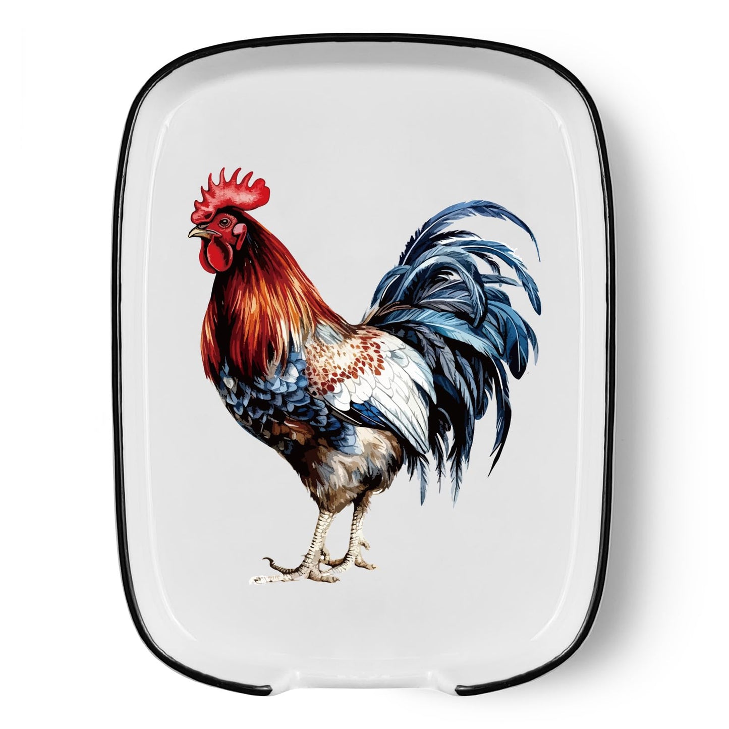 Funny Cute Rooster Ceramic Spoon Rest - Large Heat Resistant Kitchen Utensil Holder for Stove & Countertop - Farmhouse Decor, Chicken Themed Cooking Accessory - Perfect Housewarming Gift ﻿