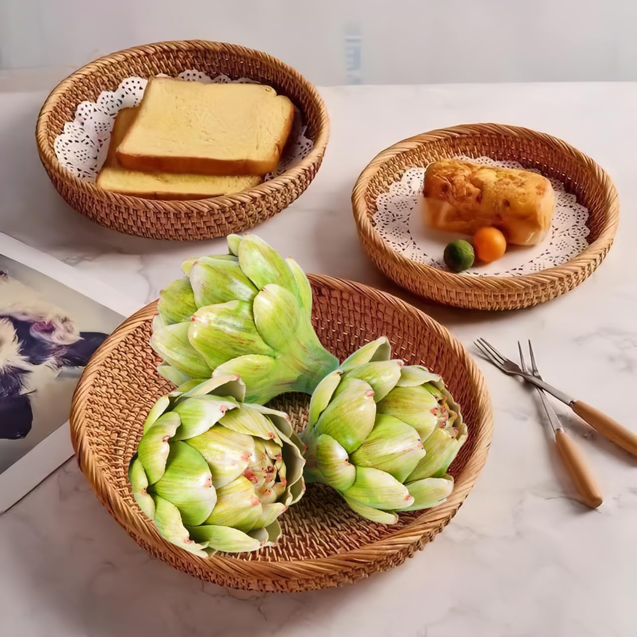 Notakia 6Pcs Green Large Faux Artichokes for Decoration Bowl Fillers Fake Fruit Artificial Artichokes that Look Real Realistic Fake Vegetable Decor for Home Kitchen Table Party Centerpiece
