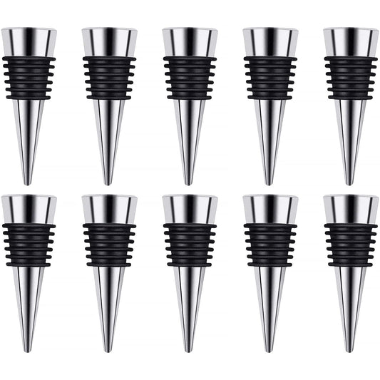 Stainless Steel Wine and Beverage Bottle Stoppers Ball Designed Wine Bottle Corks Tapered Storage Crafts Art DIY (10)