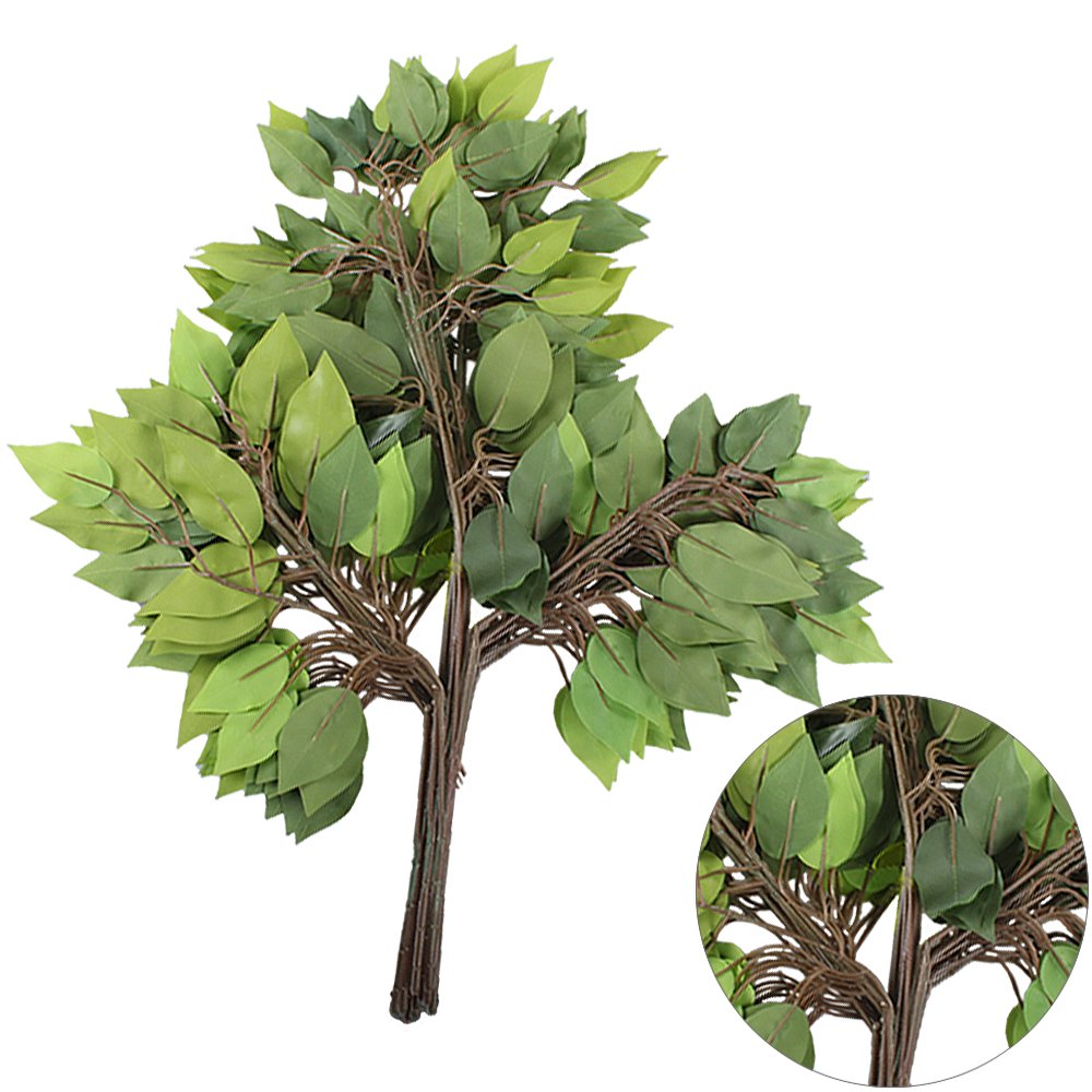 GTIDEA 12 Pcs Ficus Tree Leaves Branches Artificial Greenery Stems Spring Silk Green Leaves Plants for Wreath Benjamina Tree Indoor Outdoor Porch DIY Wedding Party Farmhouse Wall Decor (24.04 Inch)