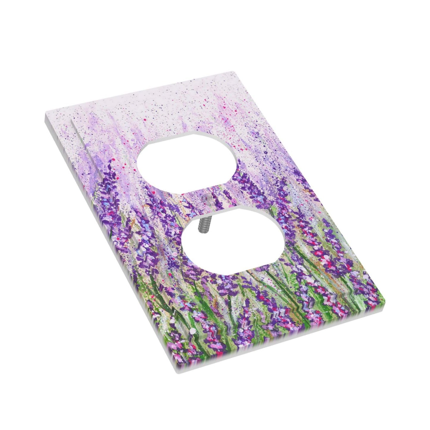 Outlet Cover Plate Decorative Wall Plates Lavender Flower 1 Gang Electrical Socket Covers Purple Faceplate for Farm House Bedroom Kitchen Living Room Plastic Decora