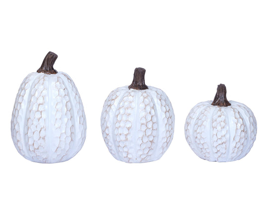 Pumpkin Fall Decor Indoor Fall Pumpkin Decorations 3Pcs Pumpkins Decor Thanksgiving Table Centerpiece Artificial Pumpkins Figurines for Autumn Harvest Home Decor Shelf Accent Decorating (Wood Grain)
