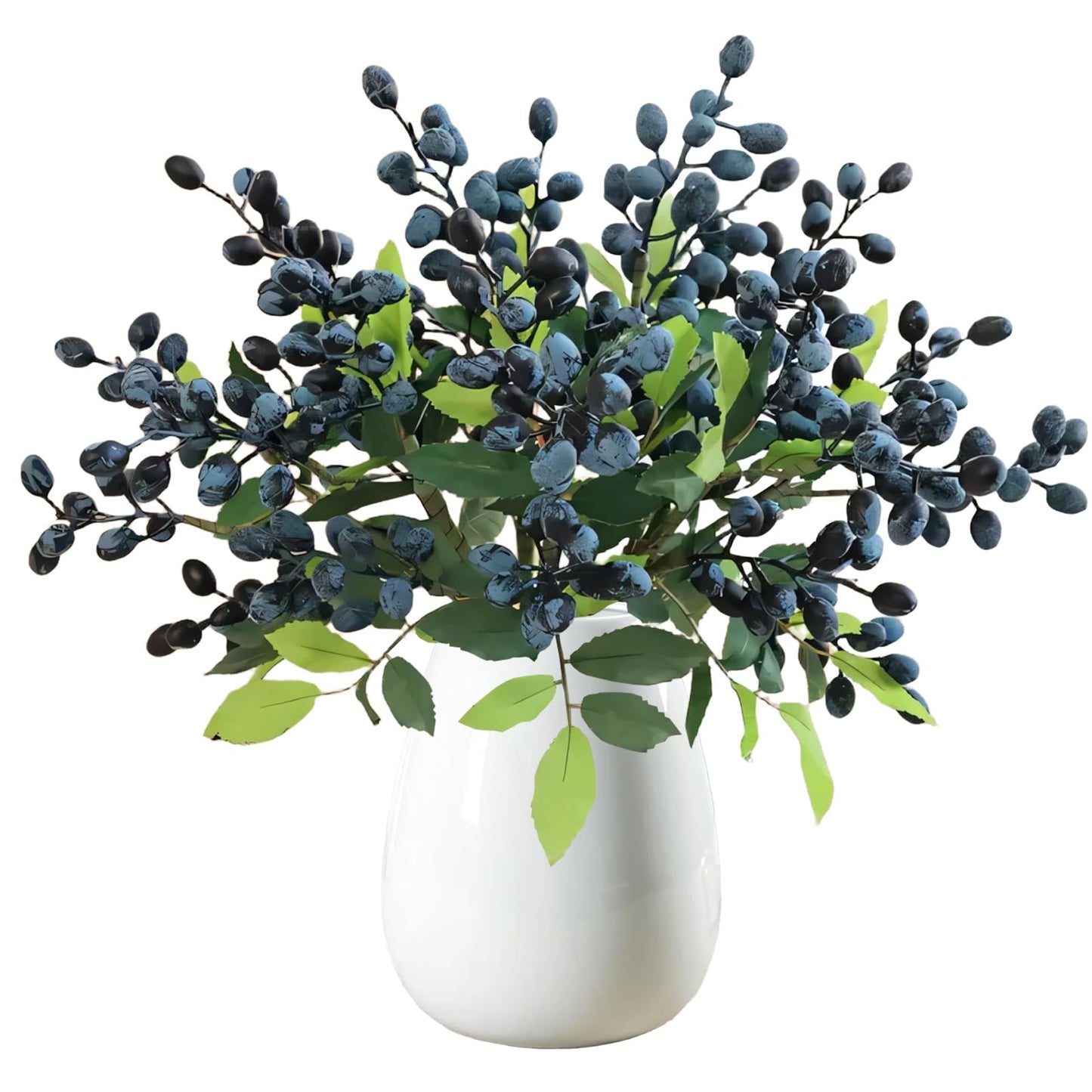 Tyoxlo 4Pcs Blue Berries Artificial Berry Stems Fake Berries Artificial Blueberries Fake Frui tberry Garland Berry Decorations for Home Halloween Decor Thanksgiving Christmas Decorations (Blue)