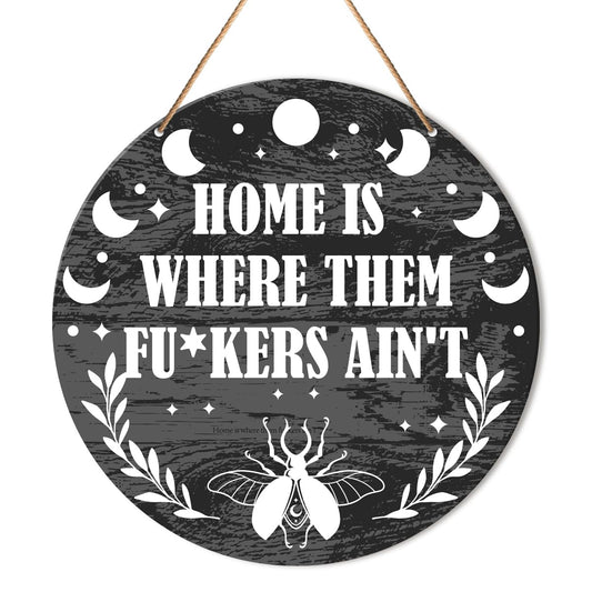 Muktoujaumai Witch Sign Decor, Witchy Hanging Sign Decor Rustic Wall Decorations Magic Witchcraft Sign for Gothic House, Living Room, Housewarming Gift for New House Home Wicca