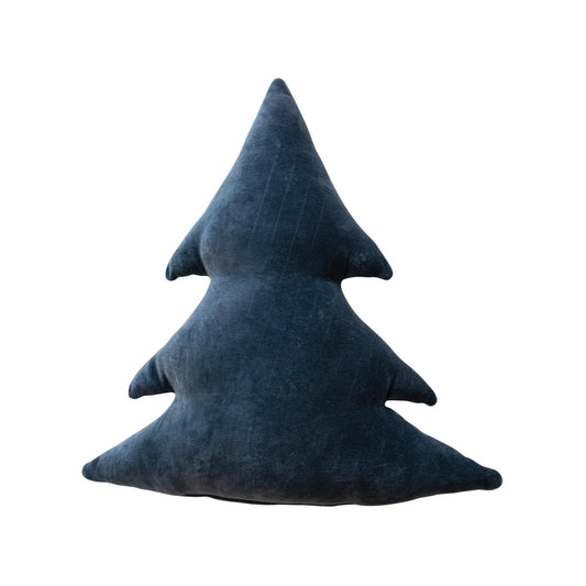 Creative Co-Op Cotton Tree Shaped Pillow, Blue