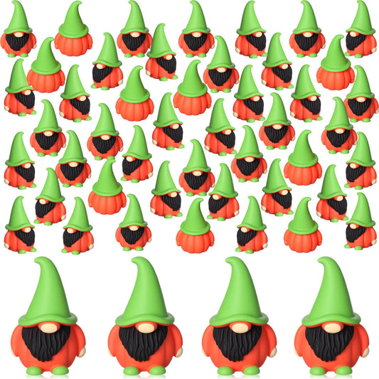 Roowest 60 Pcs 60 Pcs Mini Christmas Gnomes Figurines Decorations Miniature Resin Gnomes Tiny Santa Deer Gingerbread Man Dwarf Figurine to Hide Ornaments for Village Table Decor (Pumpkin)