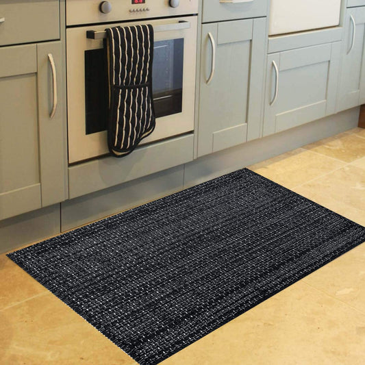 Seavish Black Kitchen Rug, Small Bathroom Rugs, 2'x3' Black and White Striped Rug Throw Rugs Washable Boho Porch Decor Indoor Outdoor Welcome Door Mat for Entryway Front Porch