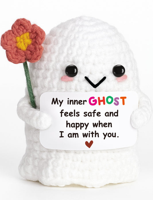 Frabaca Unique Birthday Gift for Women Bestie Friends – Handmade Crochet Ghost Ornament –Spooky Cute Friendship Keepsake for Halloween Christmas Stocking Stuffer Valentine Easter Basket