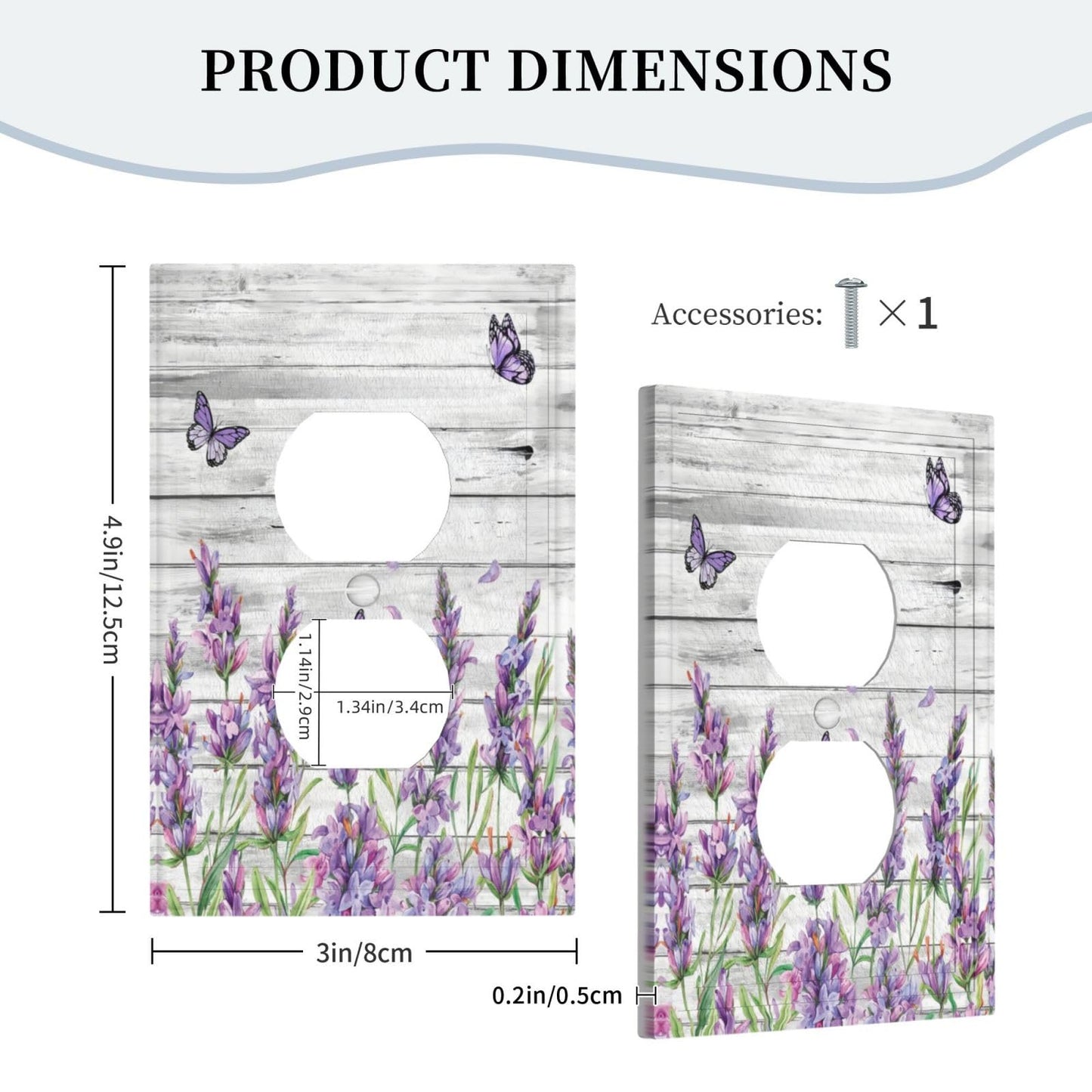 CKHTER Lavender Purple Lilac Butterfly Outlet Covers Light Switch Cover Decorative Rustic Floral Wall Plate Farmhouse Receptacle Faceplates for Living Room Bedroom Bathroom House