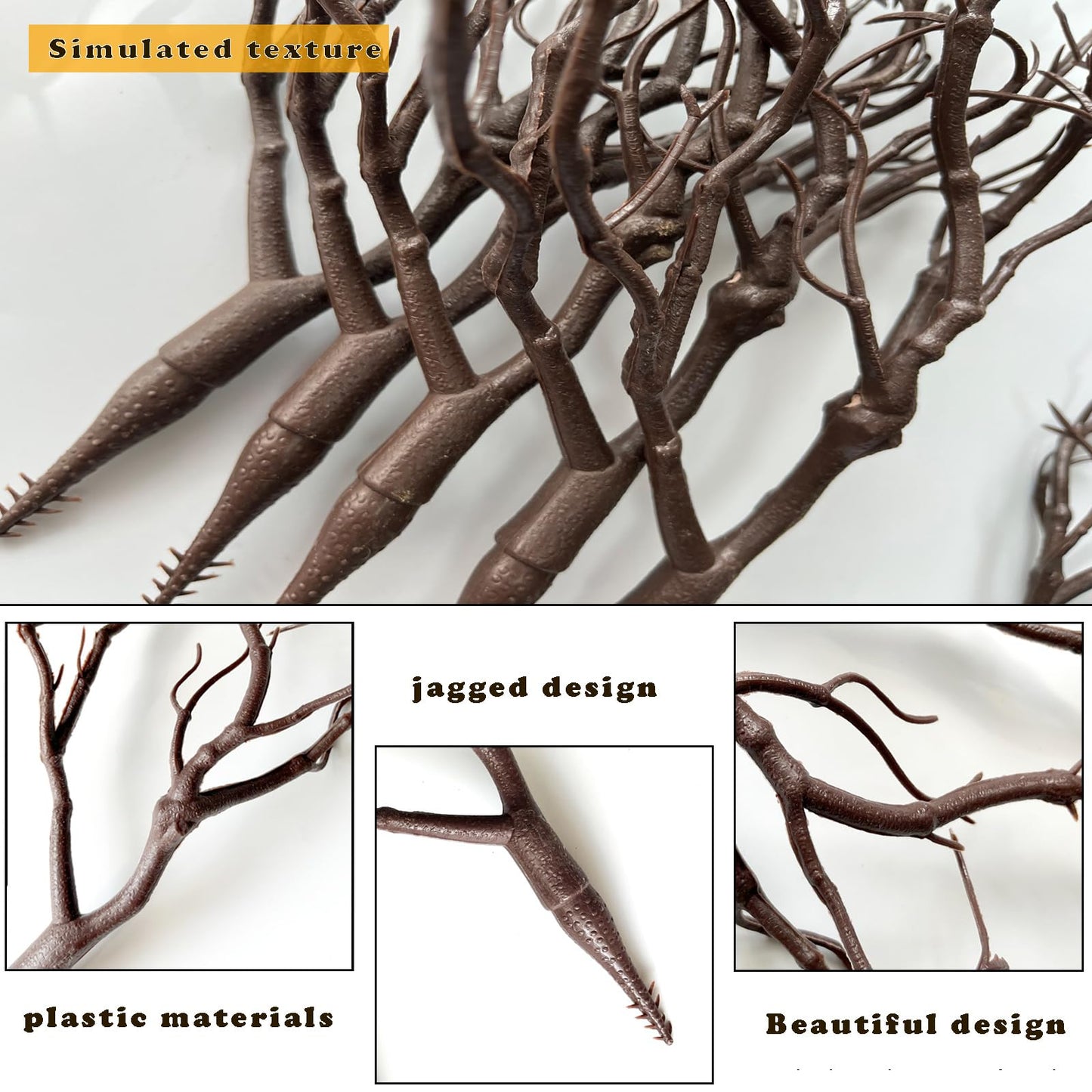 Threemonkys 13.8 inches Artificial Coral Branches Fake Antler Branches Small Branches for Home Decoration Flower Arrangement Wedding Christmas Halloween Festival (Brown 10PCS)