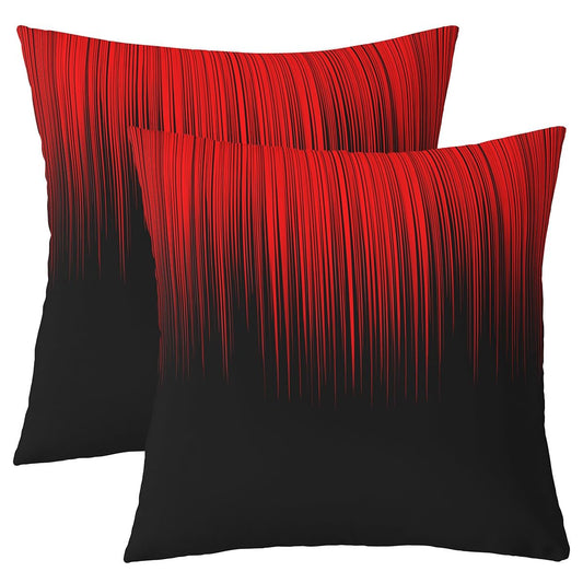 Pack of 2 Geometric Abstract Ombre Decorative Throw Pillow Covers, Soft Red Black Striped Square Cushion Case Set for Couch Sofa Bedroom Living Room, Modern Pillow Cases Pillowcases, 20x20 Inches