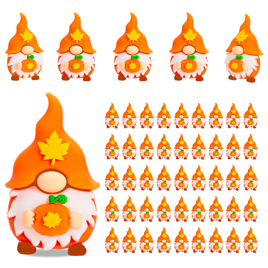 Whaline 50 Pcs Thanksgiving Mini Gnomes Figurines Fall Miniature Gnome Ornaments Pumpkin Maple Leaves Gnome Tiny Statue Figurine for Harvest Party Gifts Home Table Centerpieces Garden Landscape Decor