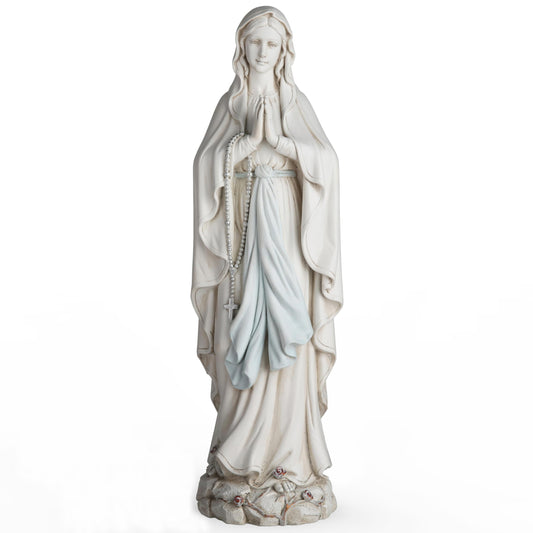 BC Catholic Our Lady of Lourdes Statue, Blessed Virgin Mary Figure, Holy Mother Mary Décor for Indoor Home or Outdoor Yard Patio Lawn Hallway Religious Gift 14.5" H, Handmade by Buildclassic