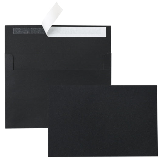 Silunkia 100 Packs Black Blank Greeting Cards with Envelopes 4 x 6 Heavyweight Single Panel Cardstock and A4 Envelopes Printable Self Seal for Graduations, Wedding Invitations, Thanksgiving Cards