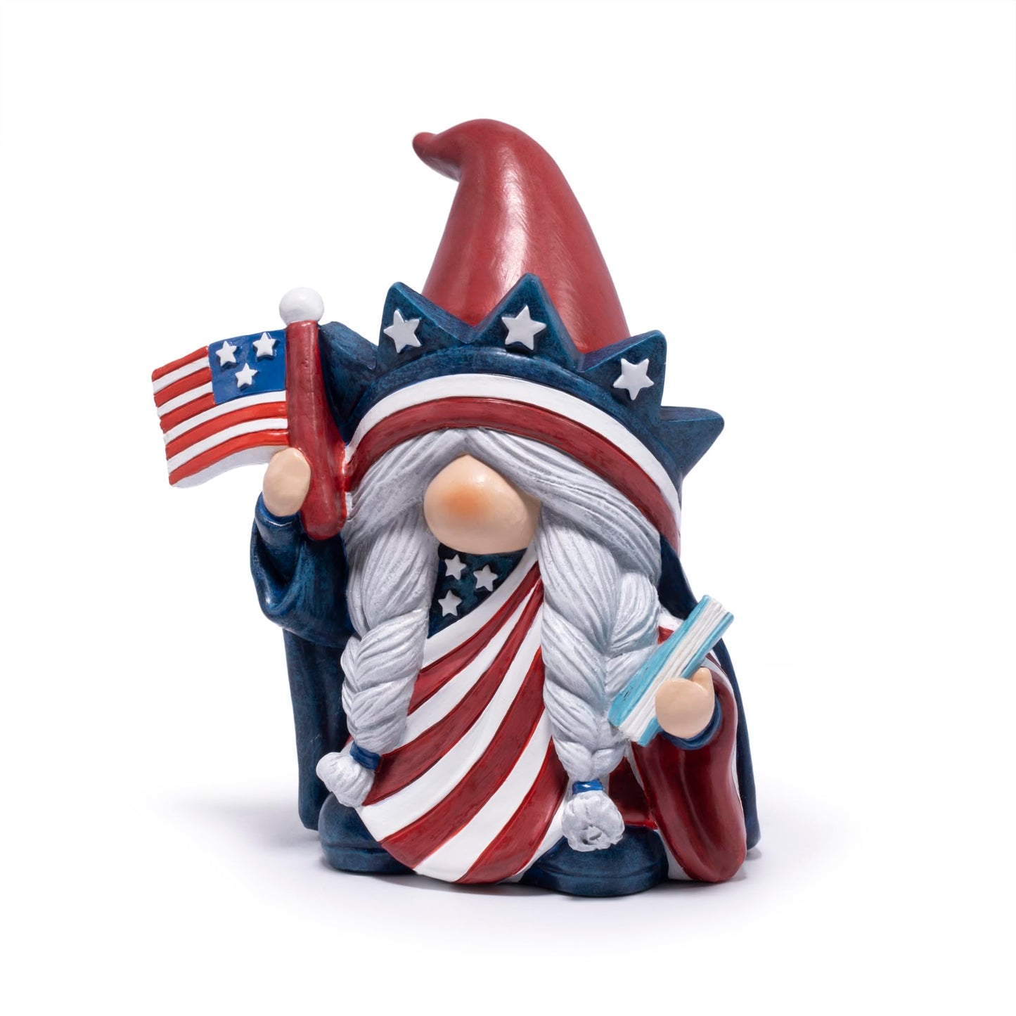 Hodao Year-Round Patriotic Gnome Decorations, 4th of July Patriotic Independence Day Memorial Day Veterans Day Decor, Tiered Tray Decor for Home Office, Red White Blue Gnome Gifts