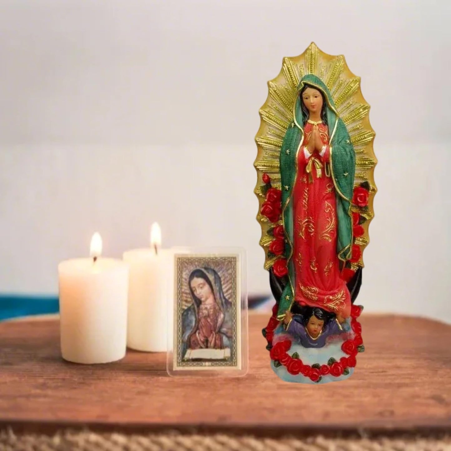 PSYHILAR 10 Inch Virgen de Guadalupe Statues, Our Lady of Guadalupe Virgin Mary Statue, Large Virgencita Maria Estatua Resin Figurine