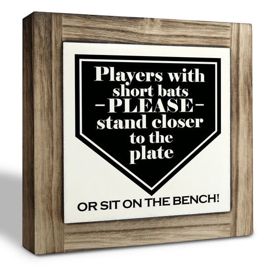 Funny Bathroom Signs, Players With Short Bats Bathroom Decor Sign, Farmhouse Toilet Decoration, Toilet shelf decoration, Wood Desk Decorative Sign